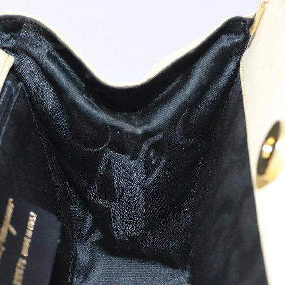 Salvatore Ferragamo Gancini Hand Bag Suede Beige Gold - Picture 12 of 16